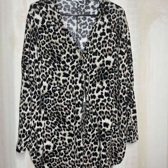 White Birch leopard print cardigan sweater long sleeve, sizeXL - Picture 5 of 10